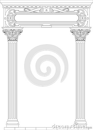 Contouring coloring of classical arch Stock Photo