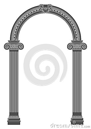 Classical arch with Greek Ionic columns Stock Photo