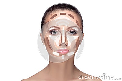 Contouring.Make up woman face. Stock Photo