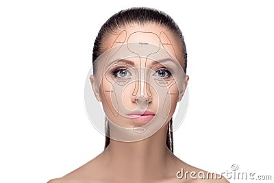 Contouring.Make up woman face. Stock Photo