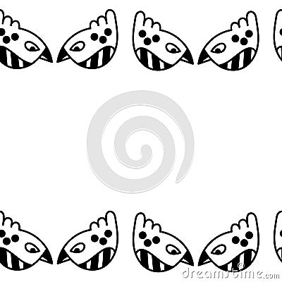 Contours of birds, graphics. Seamless monochrome border. Decorative texture for fabric Stock Photo