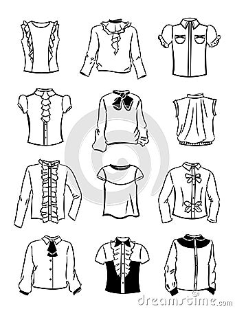 Contours of blouses for girls Vector Illustration