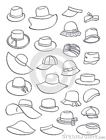 Contours of summer hats Stock Photo