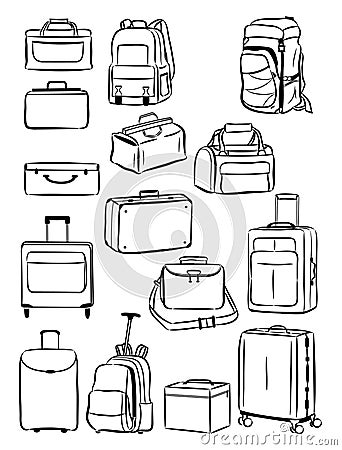 Contours of travel bags Vector Illustration