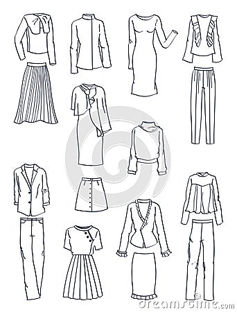 Contours of women`s clothes for fall Vector Illustration