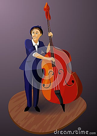 Contra bassist Vector Illustration