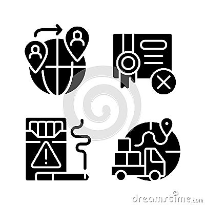 Contraband black glyph icons set on white space Vector Illustration