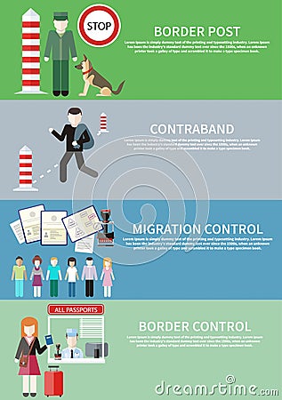 Contraband, border control, post and migration Vector Illustration