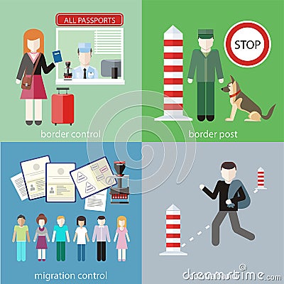 Contraband, border control, post and migration Vector Illustration