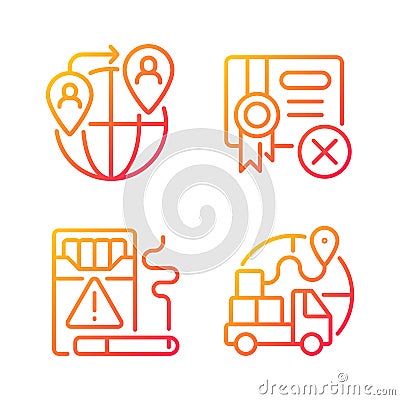 Contraband gradient linear vector icons set Vector Illustration