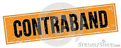 CONTRABAND text on black orange grungy rectangle stamp Stock Photo