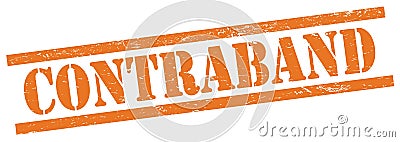 CONTRABAND text on orange grungy rectangle stamp Stock Photo