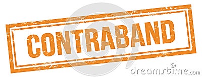 CONTRABAND text on orange grungy vintage stamp Stock Photo