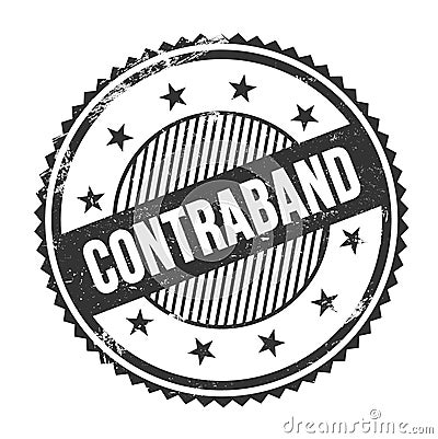 CONTRABAND text written on black grungy round stamp Stock Photo