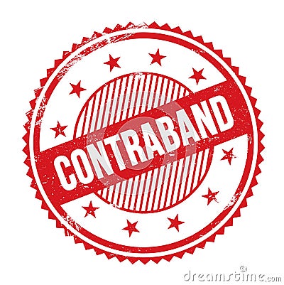CONTRABAND text written on red grungy round stamp Stock Photo