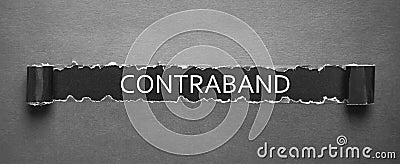 Contraband word on torn paper. Business Stock Photo