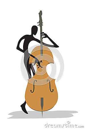 Contrabass player Vector Illustration