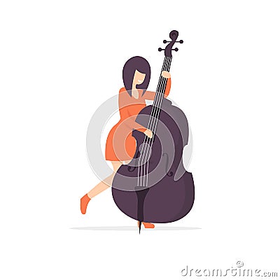 Contrabass woman character musician Vector Illustration