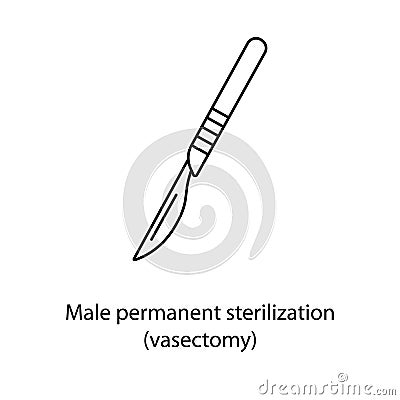 Contraception method male permanent sterilization vasectomy, line icon in vector. Vector Illustration