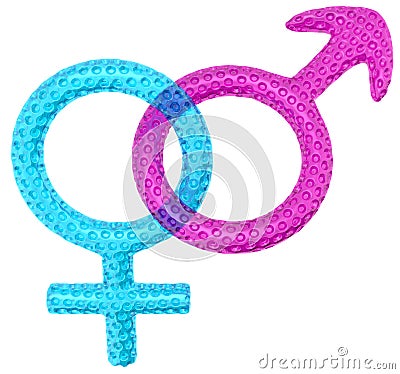 Contraceptive: latex gender symbols isolated Stock Photo