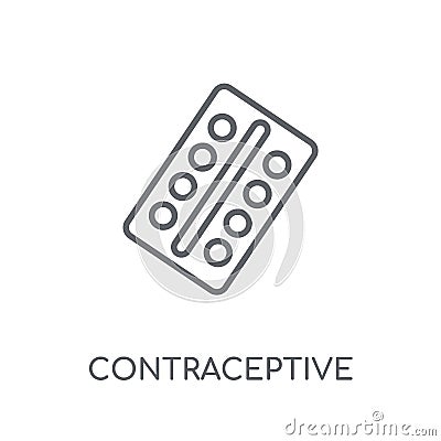 Contraceptive pills linear icon. Modern outline Contraceptive pi Vector Illustration