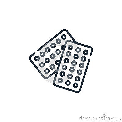 contraceptive pills vector icon isolated on white background. Outline, thin line contraceptive pills icon for website design and Vector Illustration