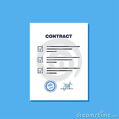 Contract agreement paper blank. Contract with seal and signature. Vector illustration in flat style Vector Illustration