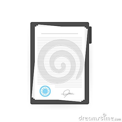 Contract agreement paper blank with seal. Vector illustration Vector Illustration