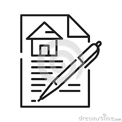 Contract black line icon. A legally binding agreement. Between parties for the purchase and sale. Pictogram for web page, mobile Stock Photo