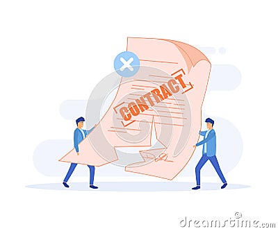 Contract Cancellation, Agreement Termination Concept. Vector Illustration