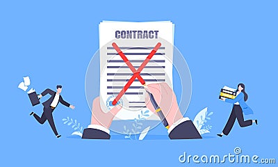 Contract cancellation business concept. Vector Illustration