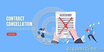 Contract cancellation business concept. Vector Illustration