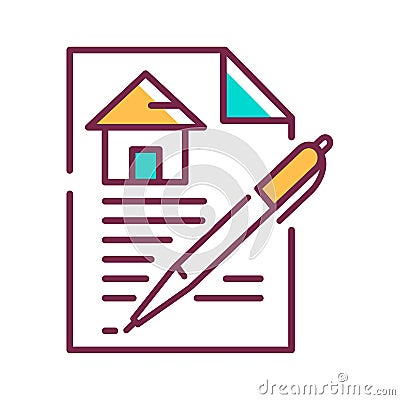 Contract color line icon. A legally binding agreement. Between parties for the purchase and sale. Pictogram for web page, mobile Vector Illustration