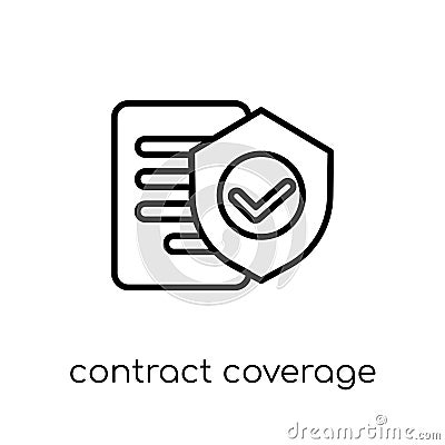 Contract Coverage icon. Trendy modern flat linear vector Contract Coverage icon on white background from thin line Insurance coll Vector Illustration