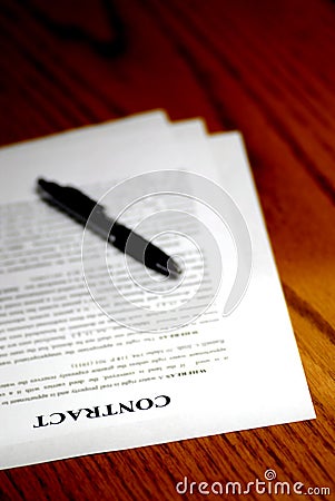 Contract on Desk Stock Photo