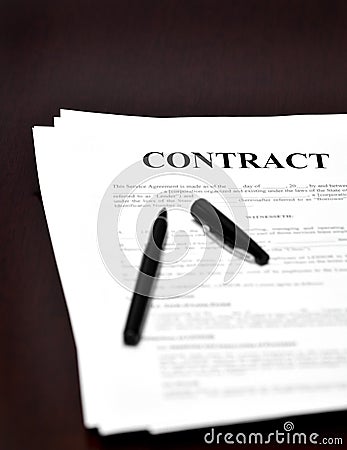 Contract on Desk Stock Photo