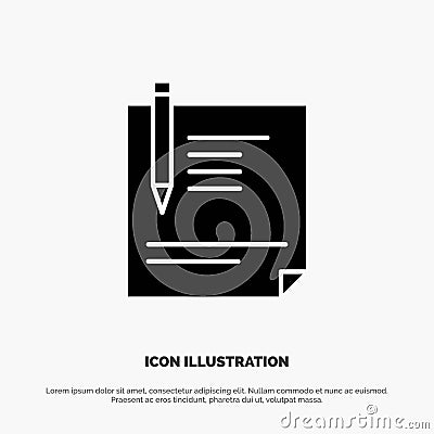 Contract, Document, File, Page, Paper, Sign, Signing solid Glyph Icon vector Vector Illustration