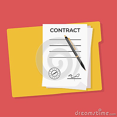 Contract with folder Vector Illustration Vector Illustration