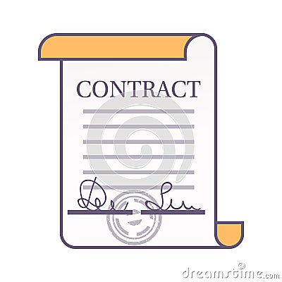 Contract icon. Signed treaty with the sea Vector Illustration