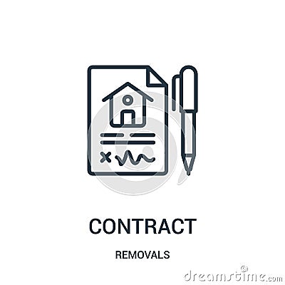 contract icon vector from removals collection. Thin line contract outline icon vector illustration. Linear symbol for use on web Vector Illustration