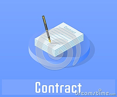 Contract icon, vector symbol. Vector Illustration