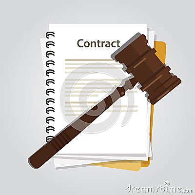 Contract law concept of legal regulation judicial system business agreement law-suit Vector Illustration