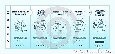Contract management software functions onboarding vector template Vector Illustration