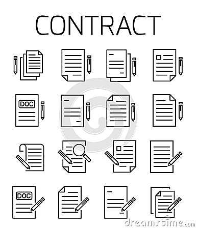 Contract related vector icon set Vector Illustration