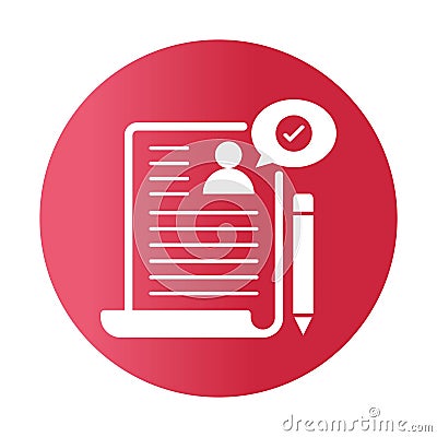 Contract white glyph with color background vector icon which can easily modify or edit Vector Illustration