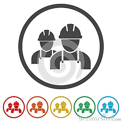 Contractor Icon, Workers icon, 6 Colors Included Vector Illustration