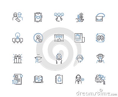 Contractor line icons collection. Builder, Renovator, Remodeler, Constructor, Roofer, Plumber, Electrician vector and Vector Illustration