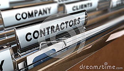 Contractors Database Cartoon Illustration