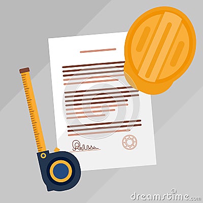 Contractors license agreement signed document vector illustration.Real estate construction business legal documentation Vector Illustration