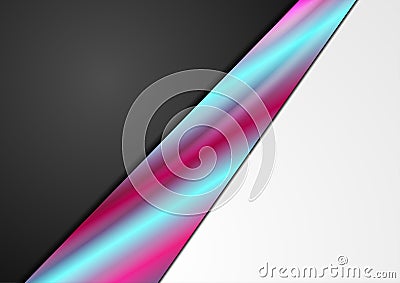 Contrast abstract corporate background with holographic glossy stripe Vector Illustration